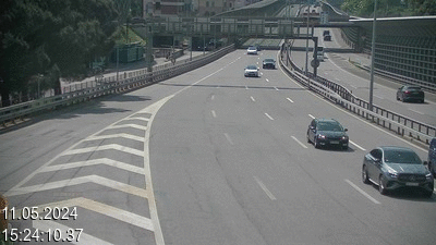 Webcam sur l'A2 en Suisse juste après le passage de la frontière italienne. Vue orientée vers Lugano