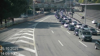 Webcam sur l'A2 en Suisse juste après le passage de la frontière italienne. Vue orientée vers Lugano