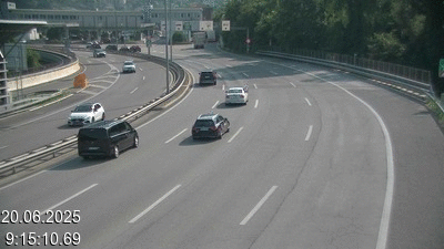 Webcam à la frontière entre la Suisse et l'Italie. Vue orientée vers le poste de contrôle des voitures depuis l'A2 en Suisse à Chiasso vers Como