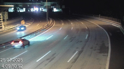 Webcam à la frontière entre la Suisse et l'Italie. Vue orientée vers le poste de contrôle des voitures depuis l'A2 en Suisse à Chiasso vers Como