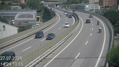 Webcam sur l'A2 en Suisse avant la ville de Balerna, en direction de la frontière italienne.