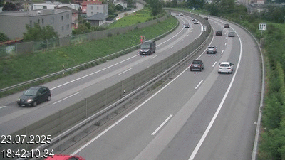 Caméra à hauteur de la station service de Coldrerio, avant Balerna. Vue orientée vers la frontière avec l'Italie se trouvant à 3 kilomètres.