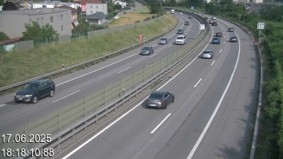 Caméra à hauteur de la station service de Coldrerio, avant Balerna. Vue orientée vers la frontière avec l'Italie se trouvant à 3 kilomètres.