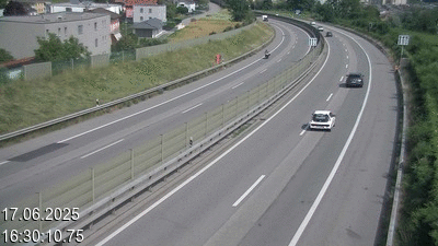 Caméra à hauteur de la station service de Coldrerio, avant Balerna. Vue orientée vers la frontière avec l'Italie se trouvant à 3 kilomètres.