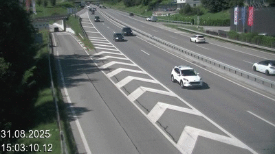 Webcam située à Mendrisio, à hauteur de la sortie 52 Varese. Vue orientée vers Lugano