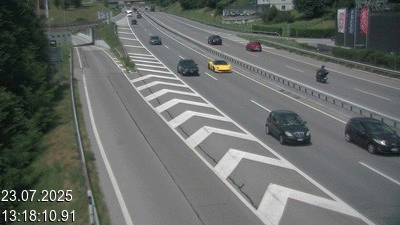 Webcam située à Mendrisio, à hauteur de la sortie 52 Varese. Vue orientée vers Lugano