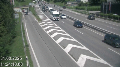 Webcam située à Mendrisio, à hauteur de la sortie 52 Varese. Vue orientée vers Lugano