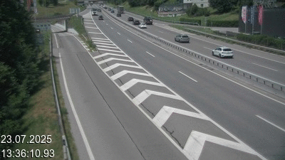 Webcam située à Mendrisio, à hauteur de la sortie 52 Varese. Vue orientée vers Lugano