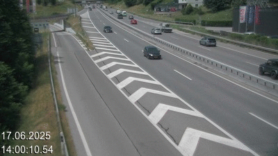 Webcam située à Mendrisio, à hauteur de la sortie 52 Varese. Vue orientée vers Lugano