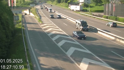 Webcam située à Mendrisio, à hauteur de la sortie 52 Varese. Vue orientée vers Lugano