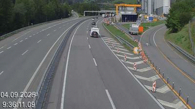 Webcam tunnel du Gothard - Autoroute A2 - Airolo-Nord, avant le Tunnel du Gothard - BK 107