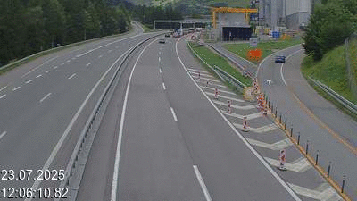Webcam tunnel du Gothard - Autoroute A2 - Airolo-Nord, avant le Tunnel du Gothard - BK 107