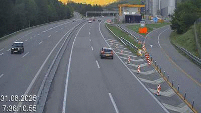 Webcam tunnel du Gothard - Autoroute A2 - Airolo-Nord, avant le Tunnel du Gothard - BK 107