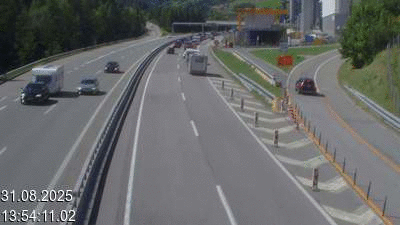 Webcam tunnel du Gothard - Autoroute A2 - Airolo-Nord, avant le Tunnel du Gothard - BK 107
