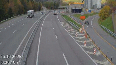 Webcam tunnel du Gothard - Autoroute A2 - Airolo-Nord, avant le Tunnel du Gothard - BK 107