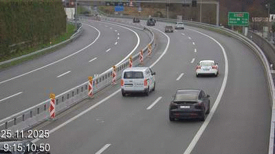 Webcam sur l'A2 en Suisse au sud de Lugano, à l'entrée du tunnel San Salvatore (Galleria Grancia). Vue orientée vers Como et Milan