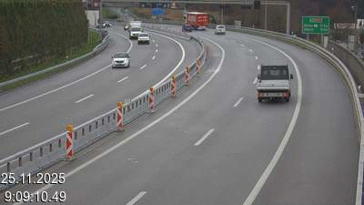 Webcam sur l'A2 en Suisse au sud de Lugano, à l'entrée du tunnel San Salvatore (Galleria Grancia). Vue orientée vers Como et Milan