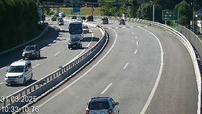 Webcam sur l'A2 en Suisse au sud de Lugano, à l'entrée du tunnel San Salvatore (Galleria Grancia). Vue orientée vers Como et Milan