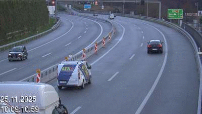 Webcam sur l'A2 en Suisse au sud de Lugano, à l'entrée du tunnel San Salvatore (Galleria Grancia). Vue orientée vers Como et Milan