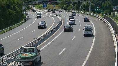 Webcam sur l'A2 en Suisse au sud de Lugano, à l'entrée du tunnel San Salvatore (Galleria Grancia). Vue orientée vers Como et Milan