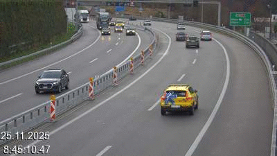 Webcam sur l'A2 en Suisse au sud de Lugano, à l'entrée du tunnel San Salvatore (Galleria Grancia). Vue orientée vers Como et Milan