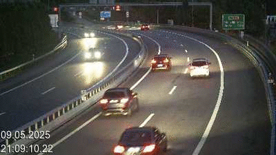 Webcam sur l'A2 en Suisse au sud de Lugano, à l'entrée du tunnel San Salvatore (Galleria Grancia). Vue orientée vers Como et Milan